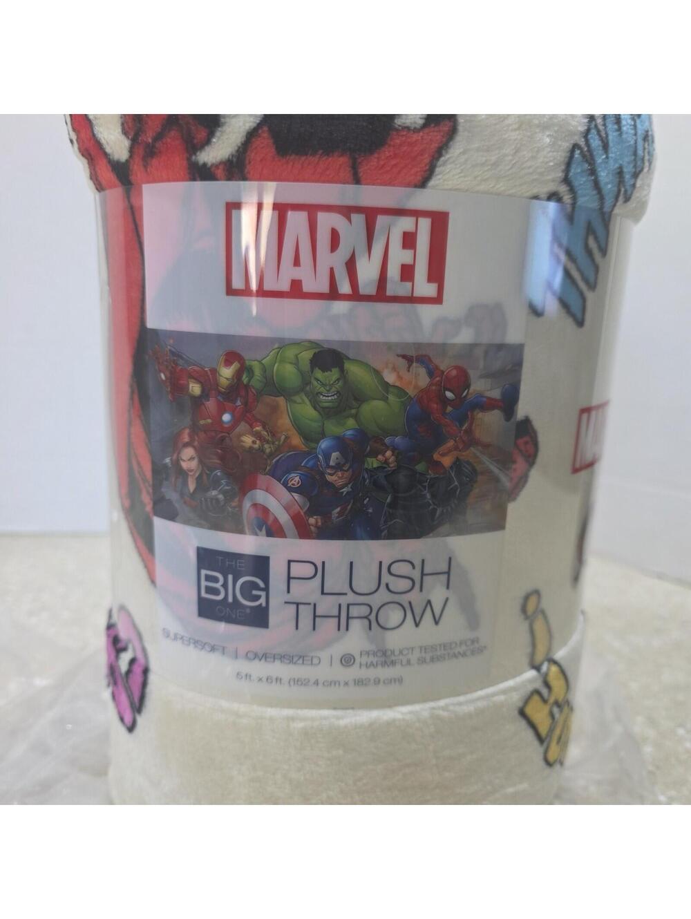The Big One Marvel Avengers Oversized Plush Throw Blanket 5x6 FT Cream